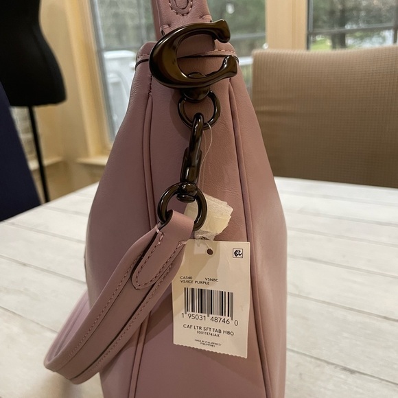 COACH Women's Soft Tabby Leather Hobo Shoulder Bag crossbody purple minimalist - Picture 9 of 15